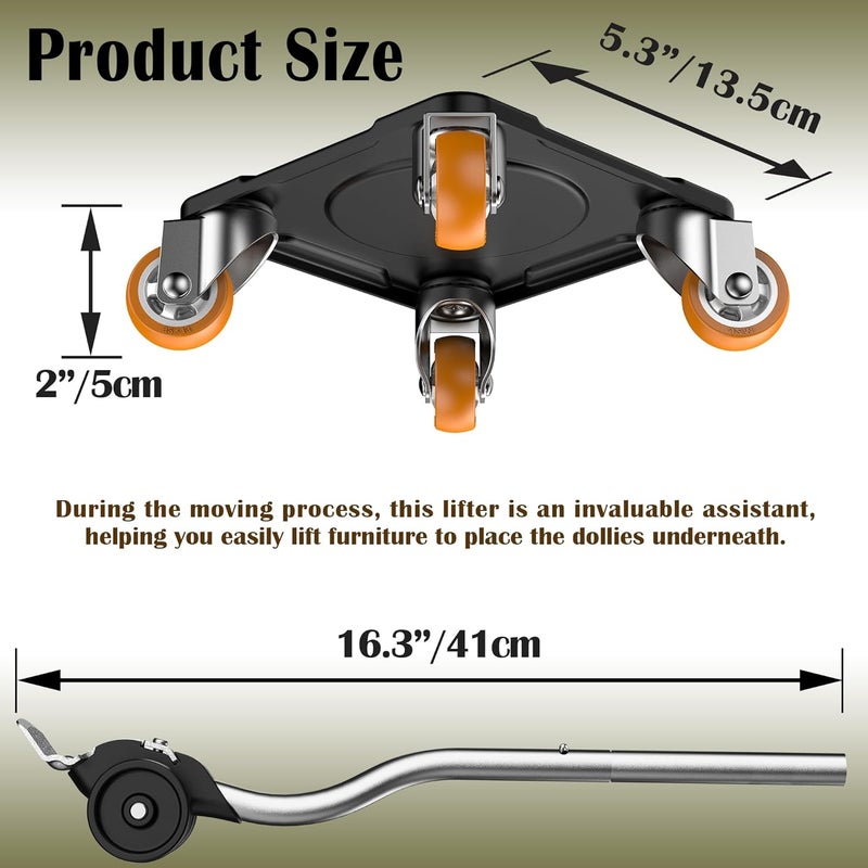 ONEON Furniture Mover Plus, Upgrated to Full Carbon Steel Panels Dolly, Reinforced Rib Design, Increased Weight Capacity, with Furniture Lifter, Easy Heavy Lifting - Image 4